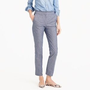 J. Crew Cropped Chambray Ruffle Pant